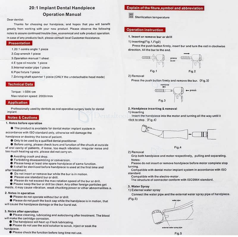 Tealth 3203CH Contra&aacute;ngulo reductor 20:1 desmontable para implantes